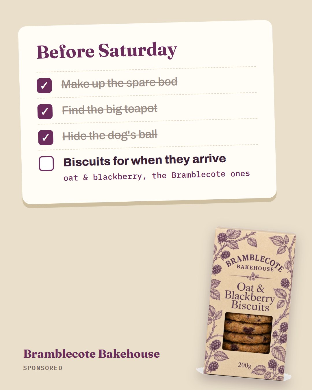 Notes list ad for Bramblecote Bakehouse, a Ziild demo brand